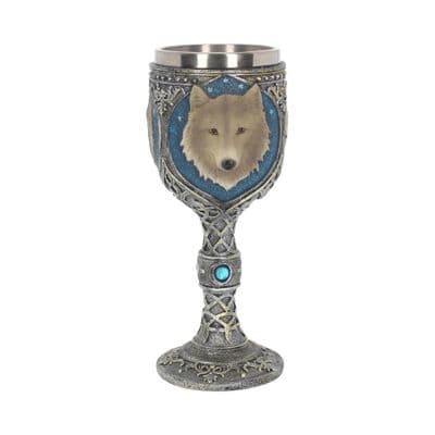 Lone Grey Wolf Wine Goblet