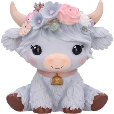 Magnolia Grey Flower Moo Crew Cow Figurine