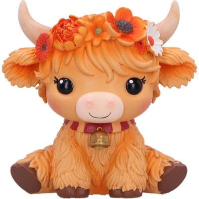 Marigold Orange Flower Moo Crew Cow Figurine