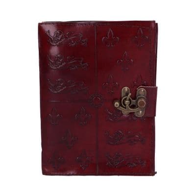 Medieval Fleur De Lys & Lions Red Leather Journal