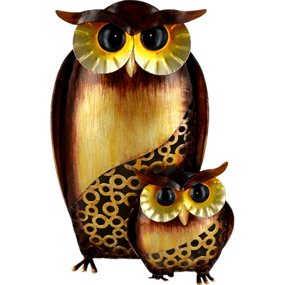 Metal Owl & Baby Ornament
