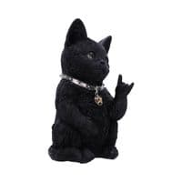 Metallicat Black Cat Throwing Rock Hand Sign Ornament | Nemesis Now Deal Kent