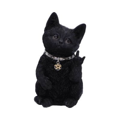 Metallicat Black Cat Throwing Rock Hand Sign Figurine