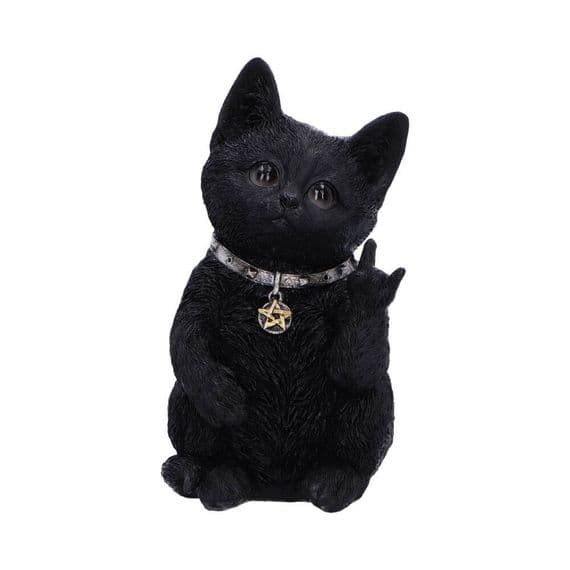 Metallicat Black Cat Throwing Rock Hand Sign Ornament | Nemesis Now Deal Kent