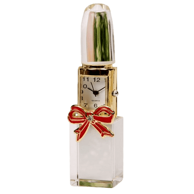 Miniature Clear Glass Lipstick Quartz Clock
