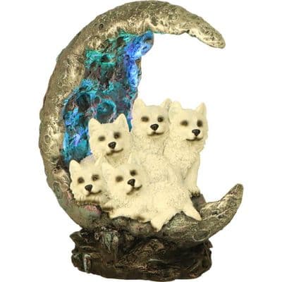 Moon Litter White Wolves Crescent Moon Ornament