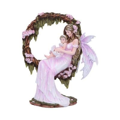 Mother's Affection Pink Fairy And Baby Figurine