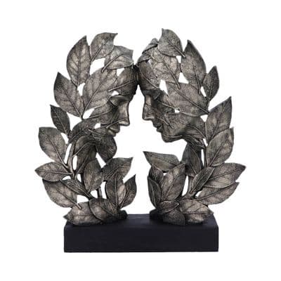 Natural Emotion Love Silver Leaves Statue