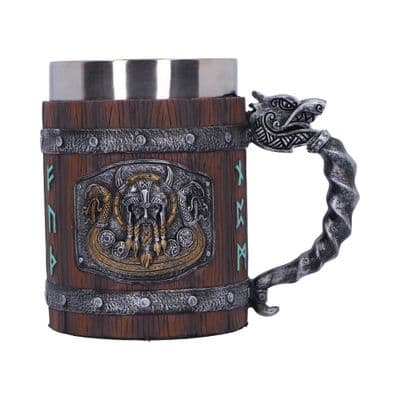 Norseman Viking  Wooden Barrel Tankard