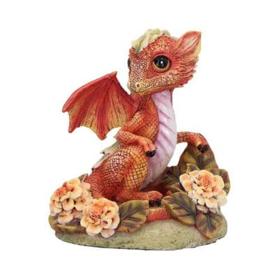 Orange Marigold Flower Dragon Figurine