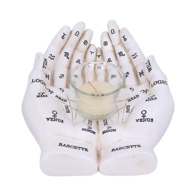 Palmist's Guide (White) Chiromancy Hands Candle Holder
