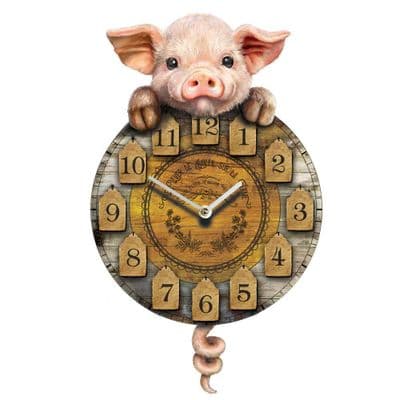 Piggin' Tickin' Pig Pendulum Wall Clock