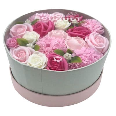 Pink Blessings Soap Flowers Round Hat Box