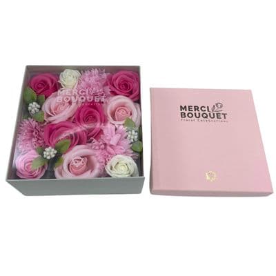 Pink Blessings Soap Flowers Square Box