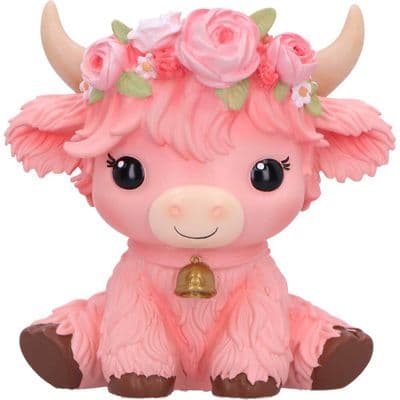 Primrose Pink Flower Moo Crew Cow Figurine