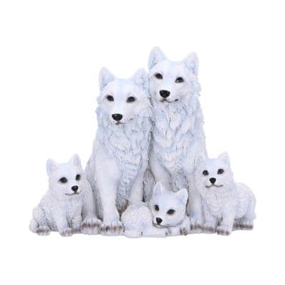Protected Pups White Wolf And Cubs Figurine