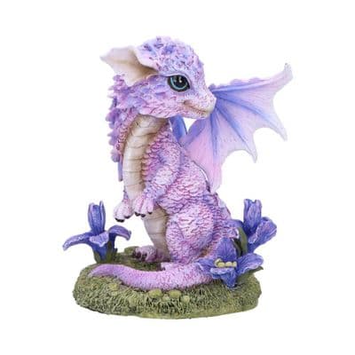 Purple Iris Flower Dragon Figurine