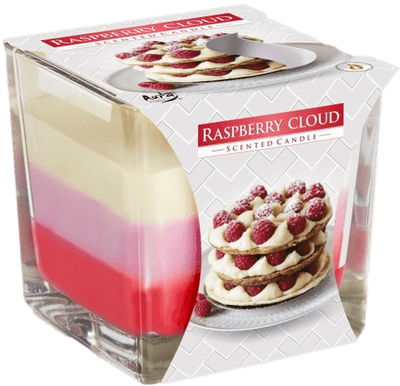Raspberry Cloud Rainbow Square Glass Jar Candle