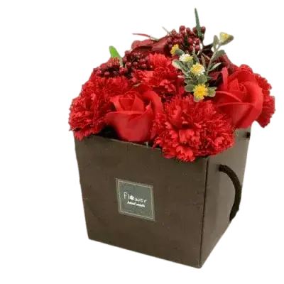 Red Rose And Carnation Soap Flower Bouquet