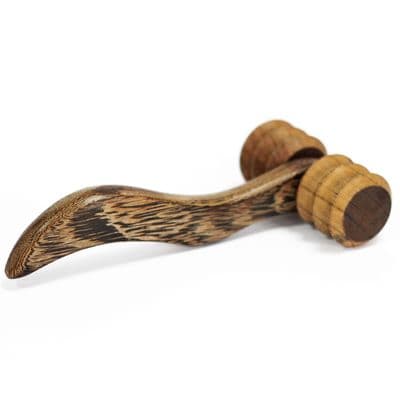 Ribbed Redwood Hand Roller Massage Tool