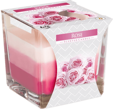 Rose Rainbow Square Glass Jar Candle