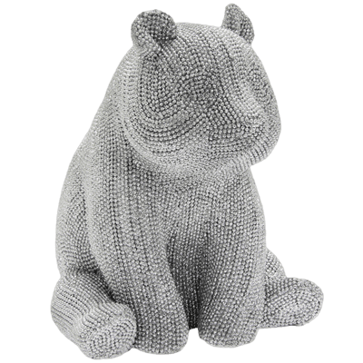 Silver Art Sparkly Bling Diamante Sitting Panda Bear