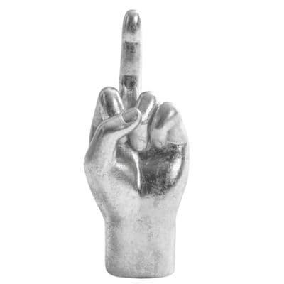 Silver Hand Flipping The Bird Middle Finger Ornament