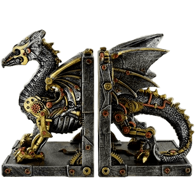 Steampunk Dragon Dracus Machina Shelf Tidy Book Ends