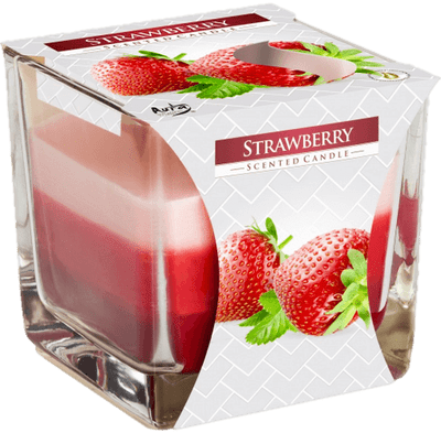 Strawberry Rainbow Square Glass Jar Candle