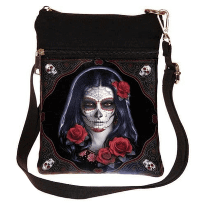 Sugar Skull Day Of The Dead Messenger Shoulder Bag