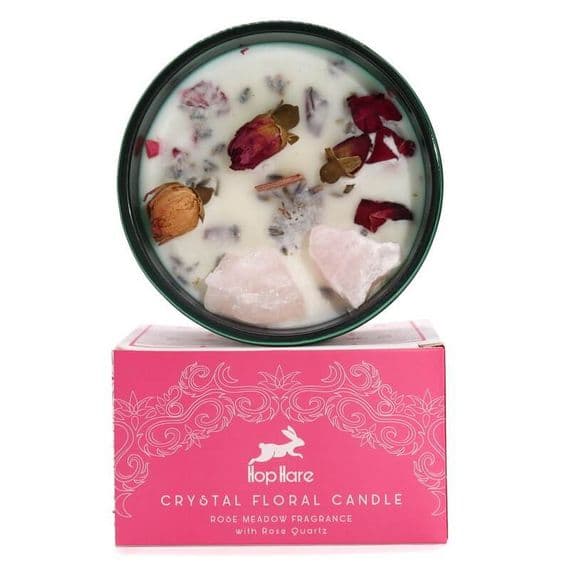 The Lovers Crystal Magic Flower Soy Wax Candle | Hop Hare Candles Deal Kent