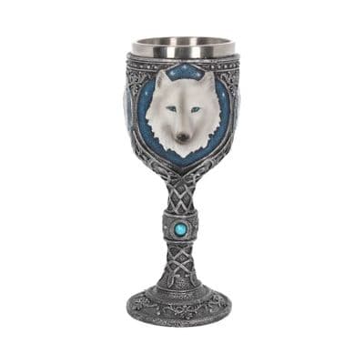White Winter Ghost Wolf Wine Goblet