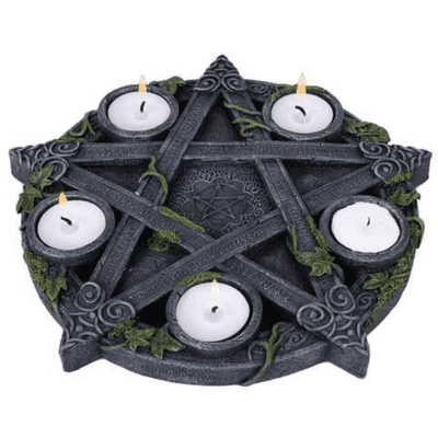 Wiccan Pentagram Tea Light Holder
