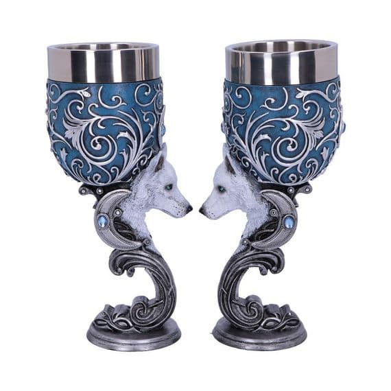 Wild at Heart White Wolf Wine Goblets Set of 2 | Nemesis Now Shop Ashford Kent UK