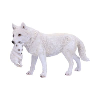 Winter Bond Mother And Wolf Cub Figurine