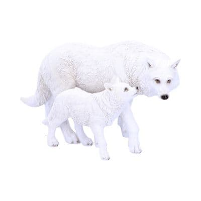 Winter Offspring White Wolf Figurine