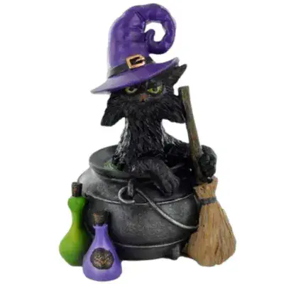Witchcraft Black Cat In Cauldron Ornament