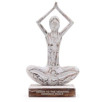 Wooden Yoga Lady Hands Up Pose Position Ornament