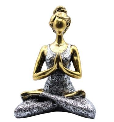 Yoga Lady Lotus Position Bronze & Silver