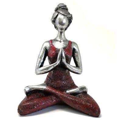 Yoga Lady Lotus Position Silver & Bordeaux