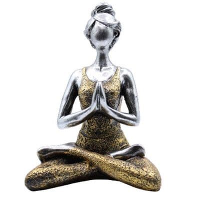 Yoga Lady Lotus Position Silver & Gold