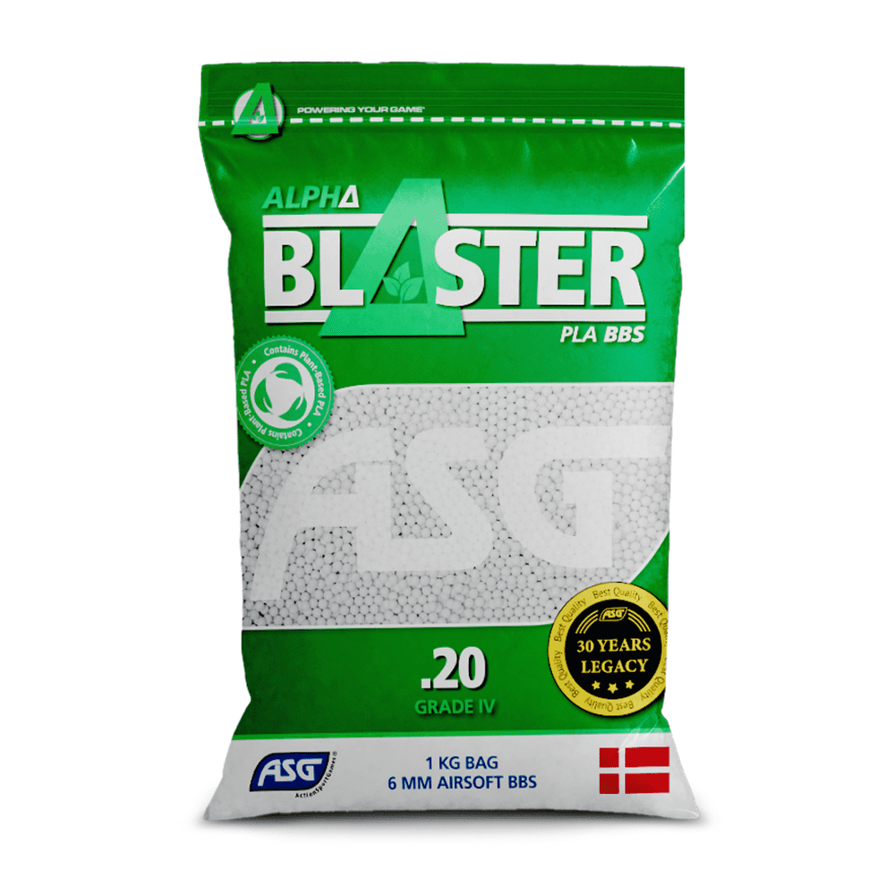ASG Alpha Blaster PLA Airsoft Ammo Bio BB’s 0.20g 1kg Bag Pellets
