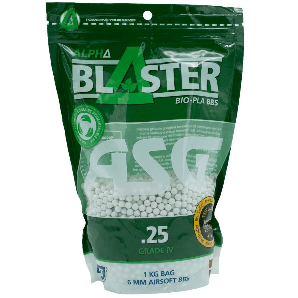 ASG Alpha Blaster PLA Airsoft Ammo Bio BB’s 0.25g 1kg Bags