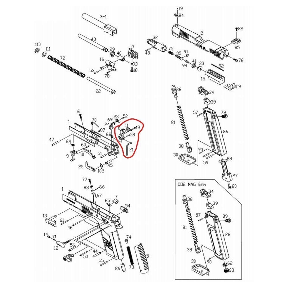 ASG Spare Part CZ P09 Hammer Assembly