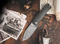 Boker Solingen Tiger Damascus Folding Knife German Tank