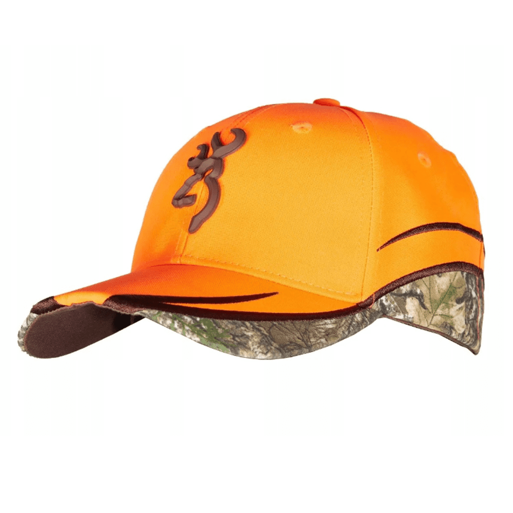 Browning Logo Stalkers Baseball Hat Cap Ranger Orange Camo Piping