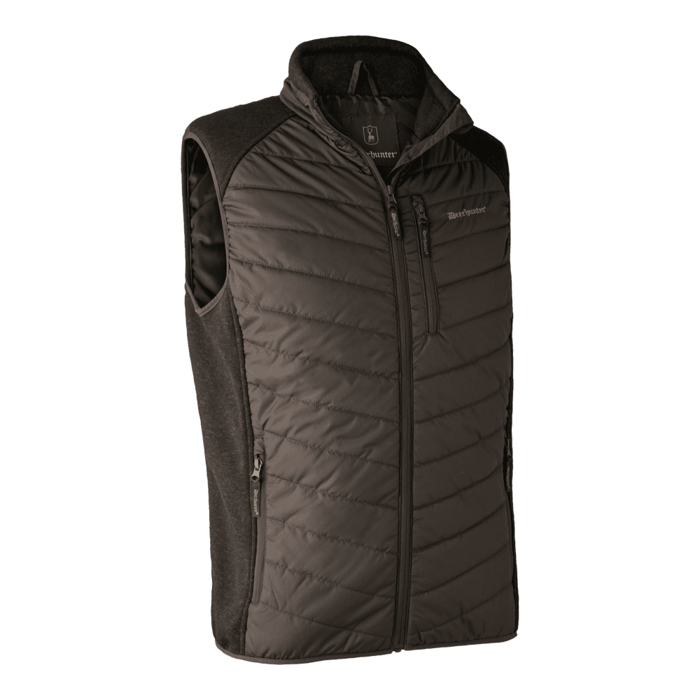 Deerhunter Gilet Imbottito Donna Lady Caroline, Marrone, Con Pannelli Laterali In Maglia, Per Caccia E Outdoor