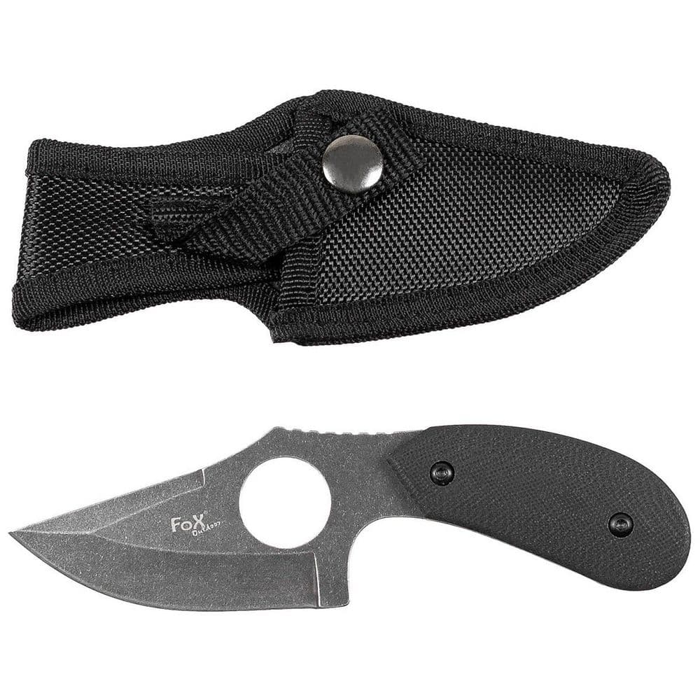 Fox Camping Knife With Index Finger Hole G10 Handle Sheath