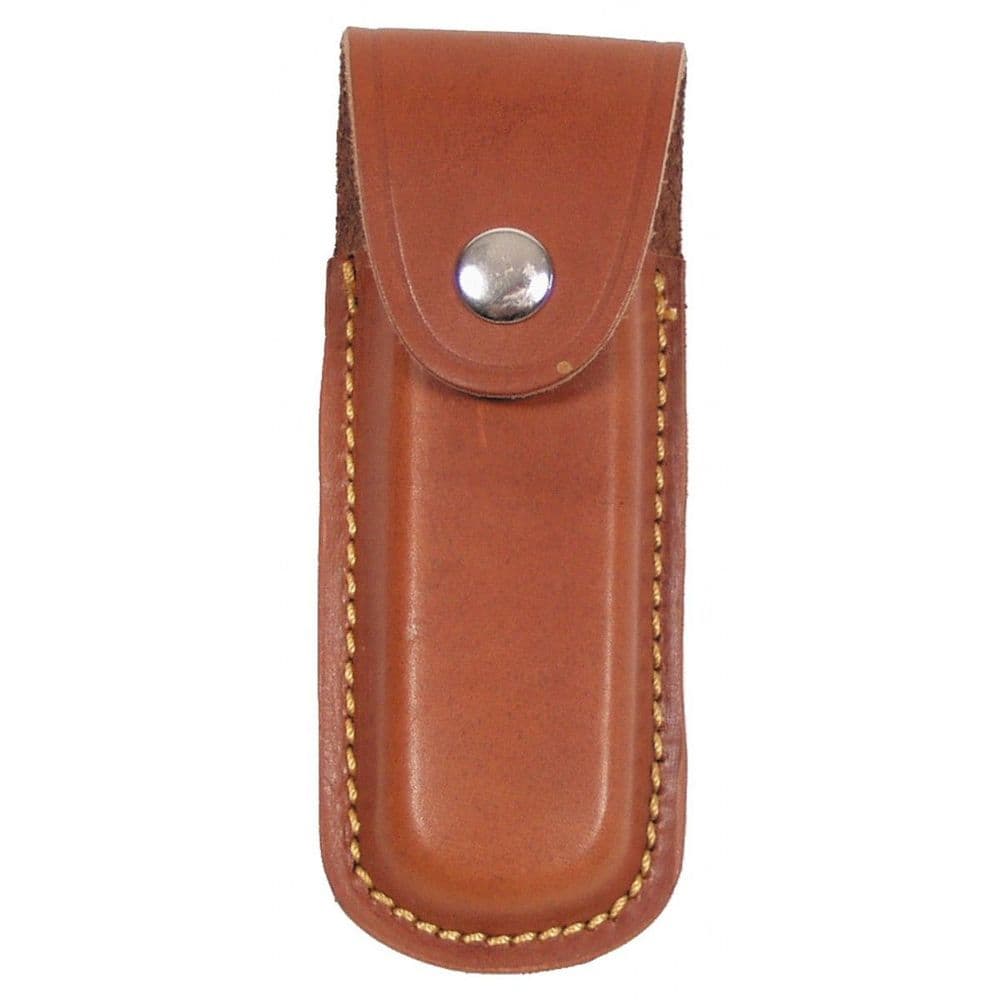 Fox Leather Belt Pocket Knife Carry Case Brown