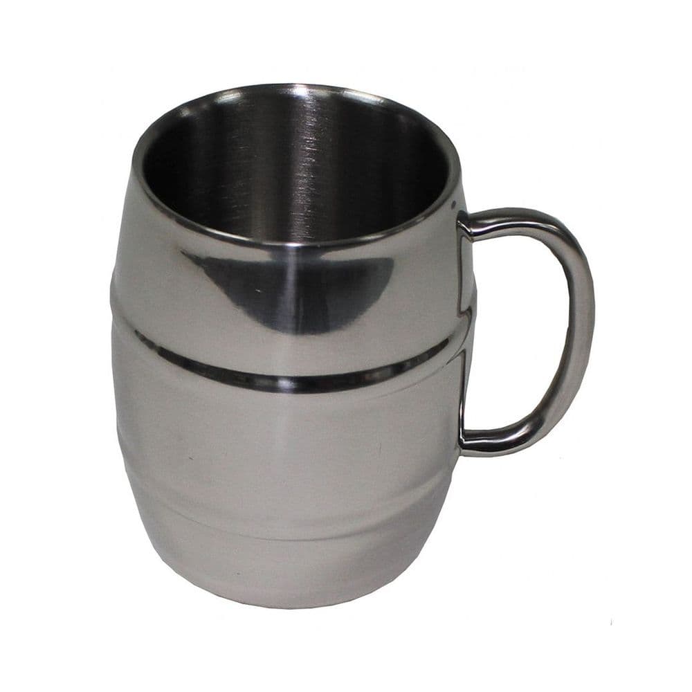 Fox Outdoors Barrel Mug 450ml Stainless Steel Double-Walled Insulated Silver